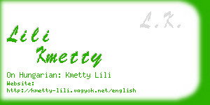 lili kmetty business card